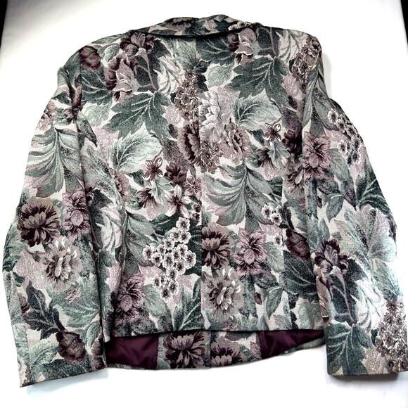 Sag Harbor 90s Boxy Tapestry Blazer Jacket Floral Purple Green Womens Sz 16 - Picture 8 of 9
